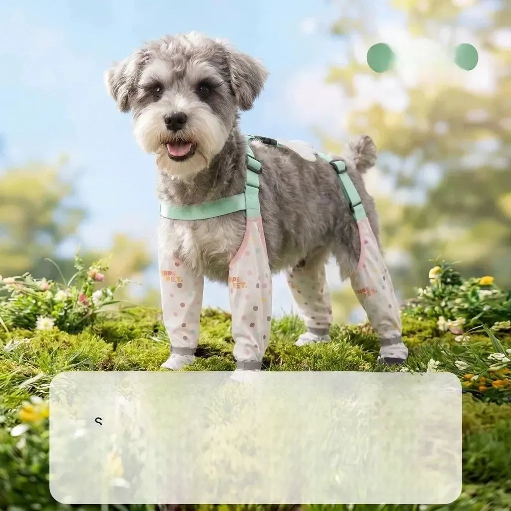 Water-Resistant Dog Jumpsuit with Built-In Paw Covers