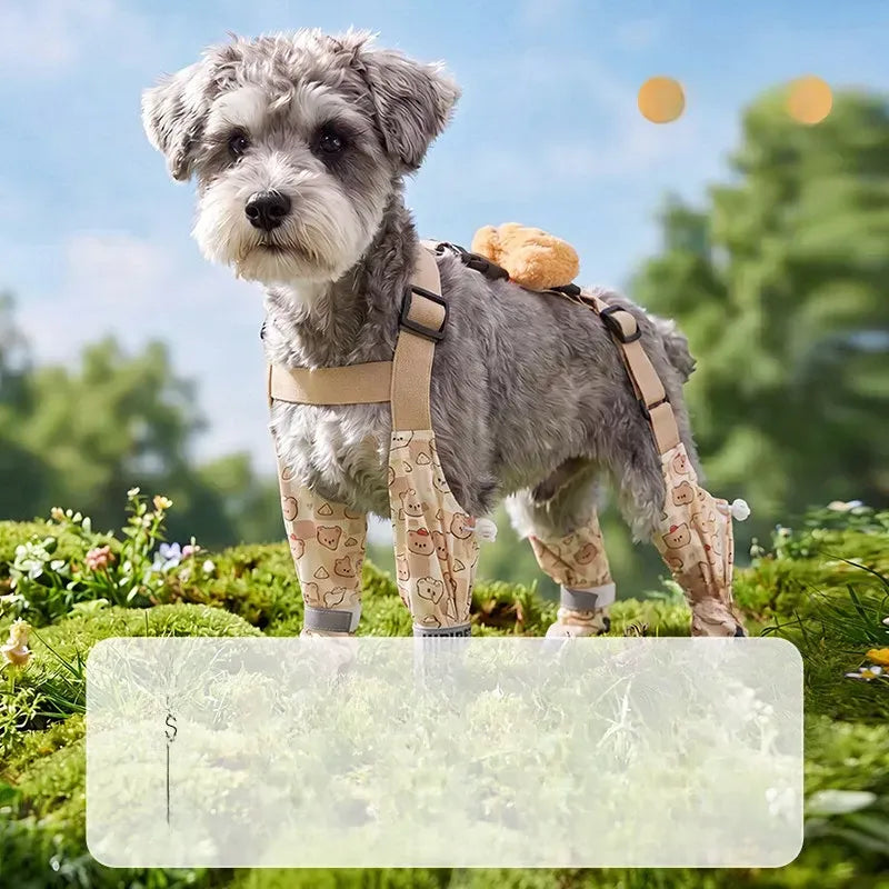 Water-Resistant Dog Jumpsuit with Built-In Paw Covers
