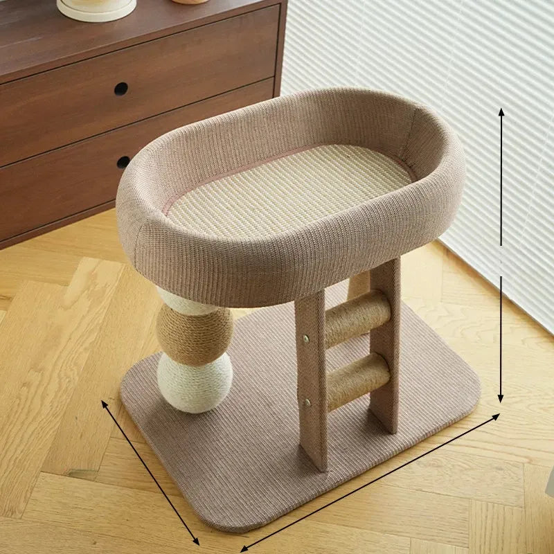 Low-Profile Cat Tree with Sisal Scratching Mat