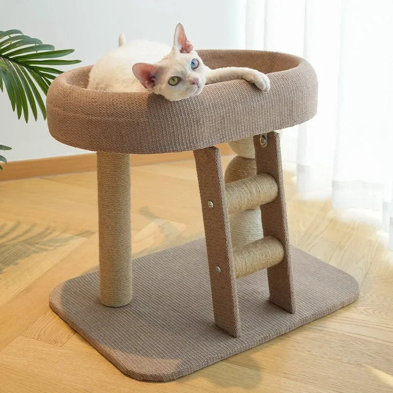 Low-Profile Cat Tree with Sisal Scratching Mat