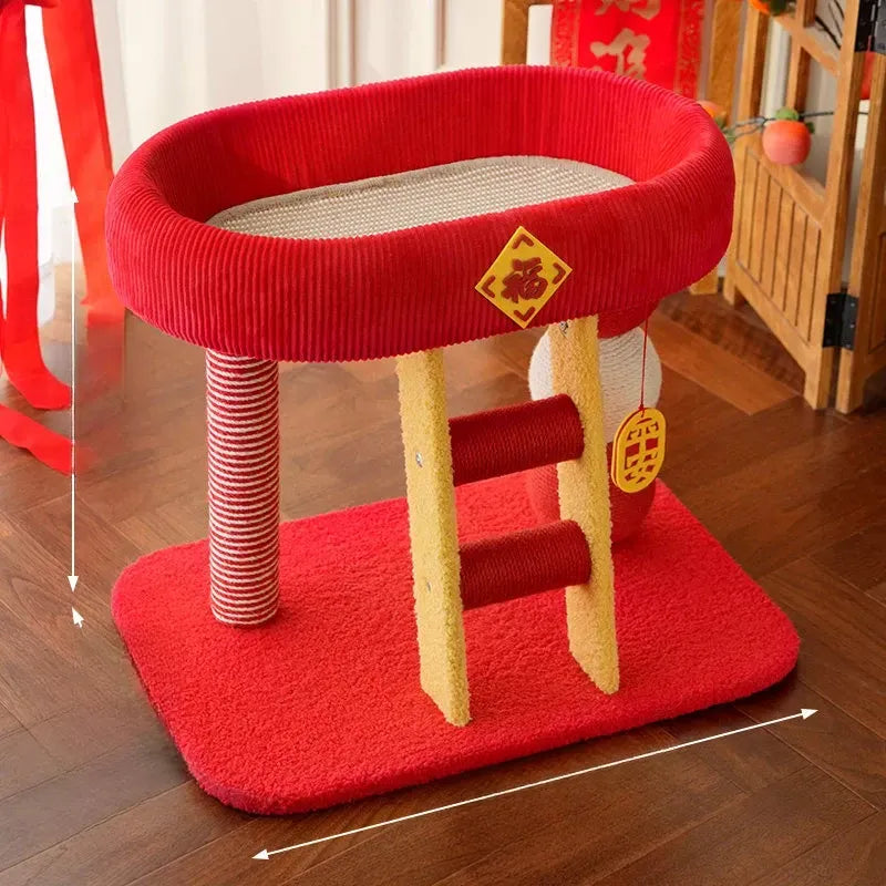 Low-Profile Cat Tree with Sisal Scratching Mat