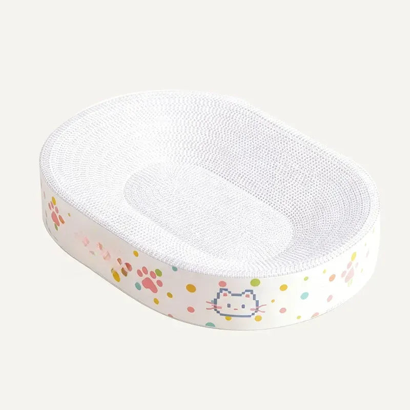 Large Oval Cat Scratcher Lounger with Built-In Cat Bed