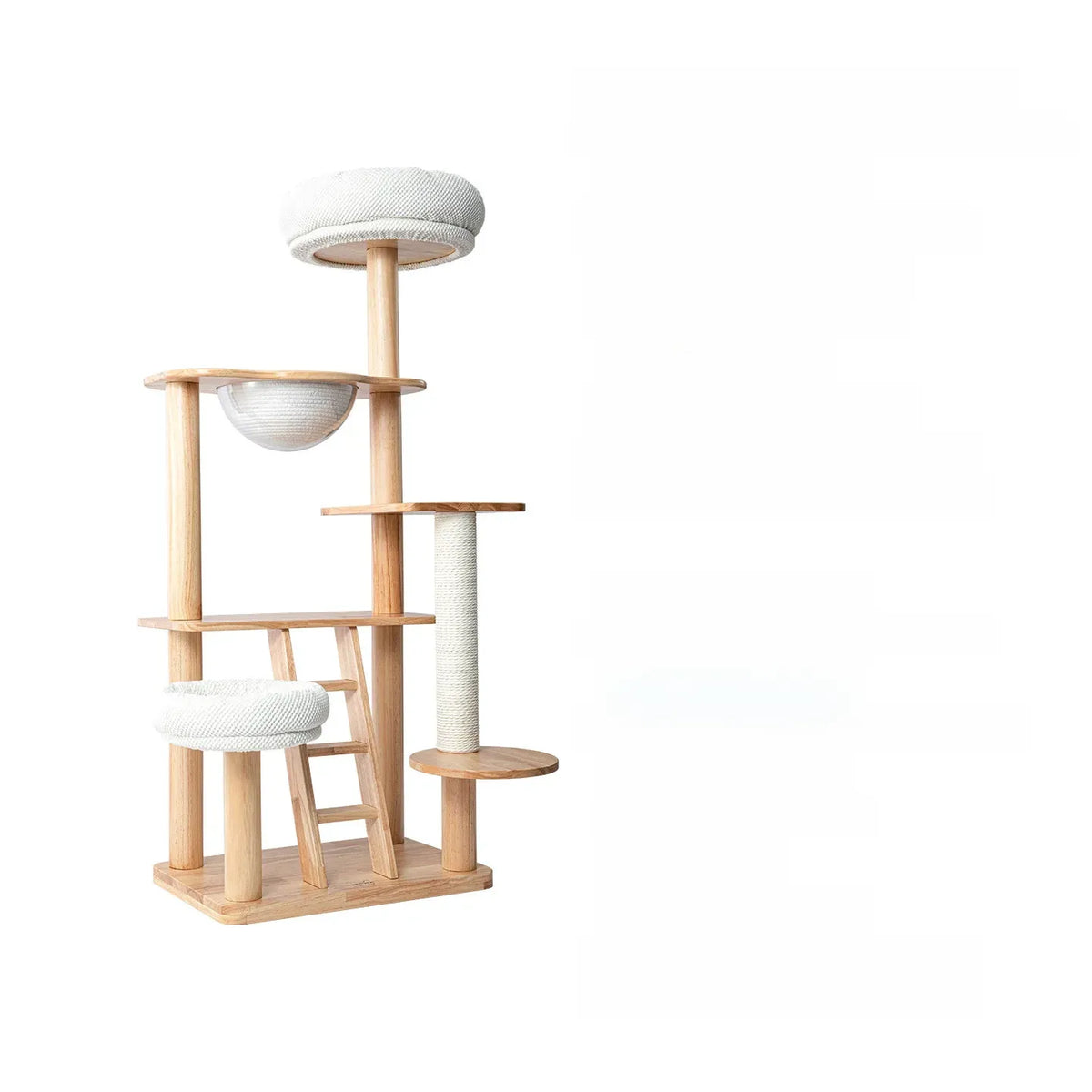 Wooden Cat Tree with Enclosed Hideaway and Removable Washable Parts