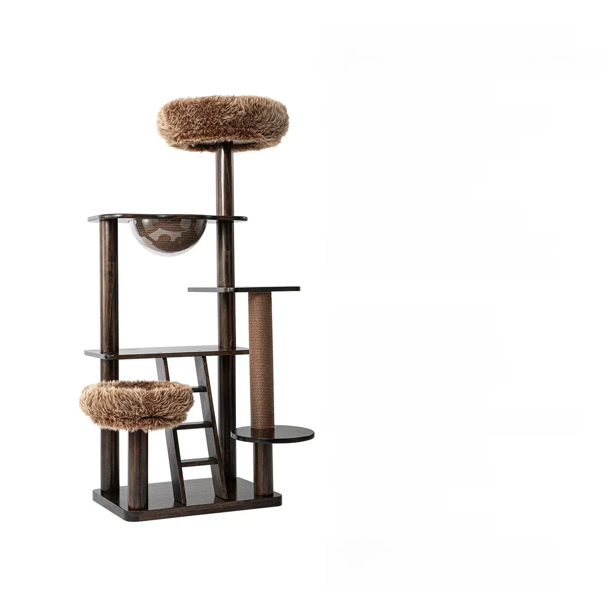 Wooden Cat Tree with Enclosed Hideaway and Removable Washable Parts