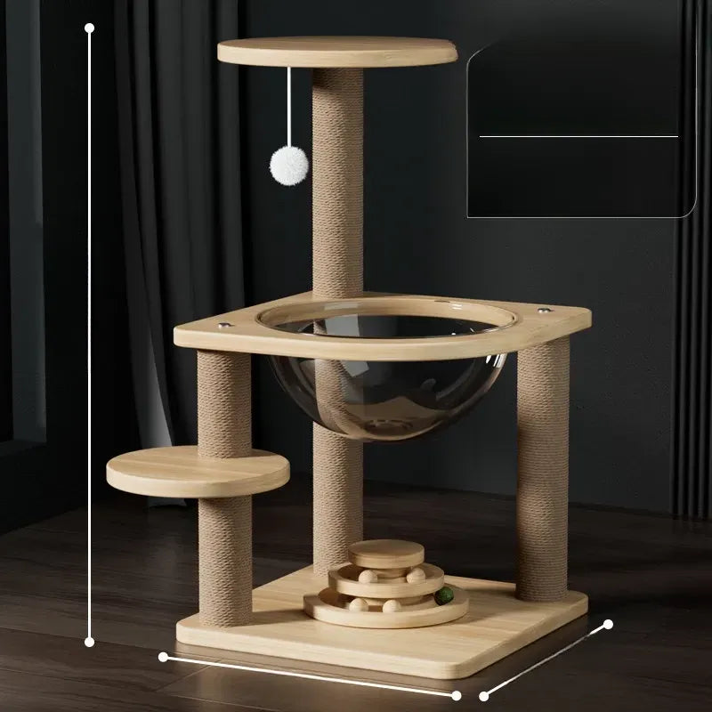 Cat Tree with Space Capsule Hideaway and Scratching Post