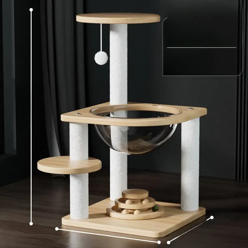 Cat Tree with Space Capsule Hideaway and Scratching Post