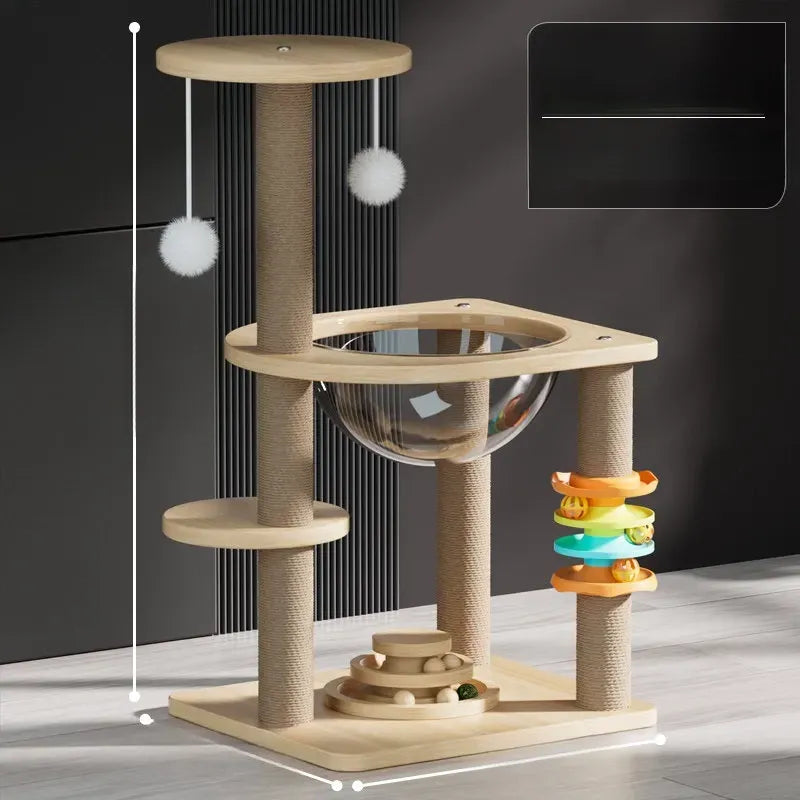 Cat Tree with Space Capsule Hideaway and Scratching Post