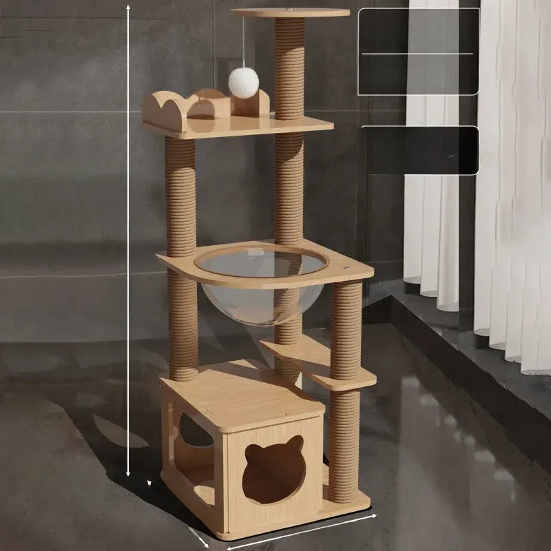 Cat Tree with Space Capsule Hideaway and Scratching Post