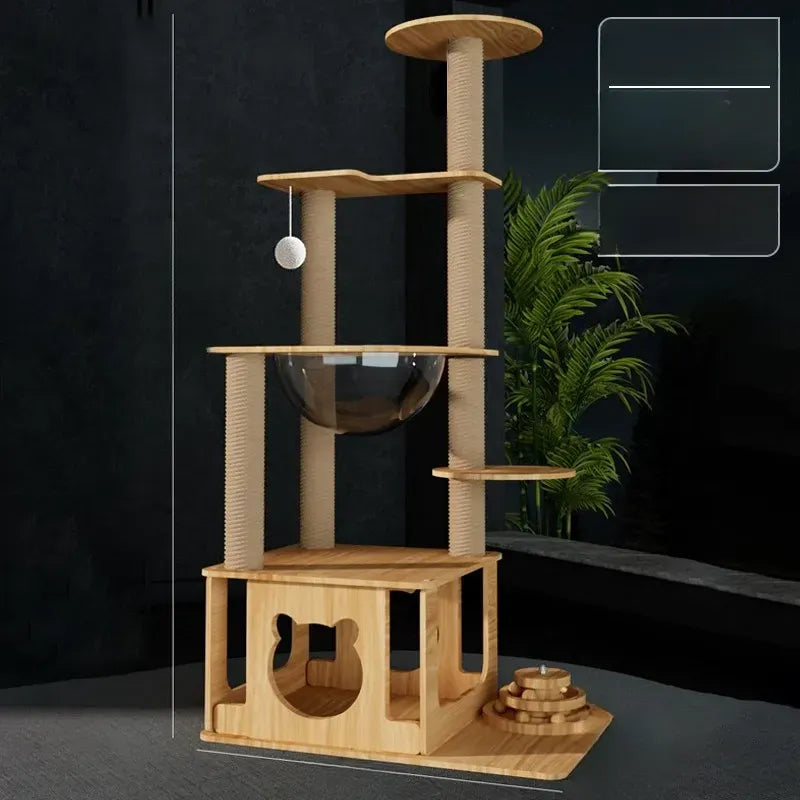 Cat Tree with Space Capsule Hideaway and Scratching Post