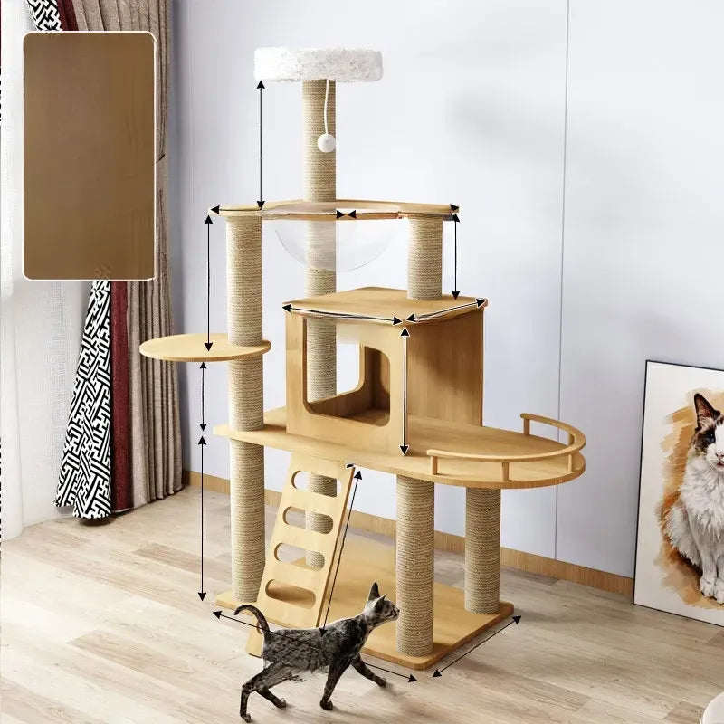 Cat Tree with Enclosed Cat House and Scratching Posts