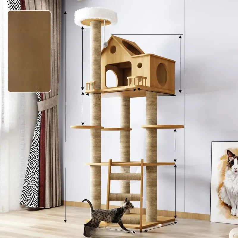 Cat Tree with Enclosed Cat House and Scratching Posts