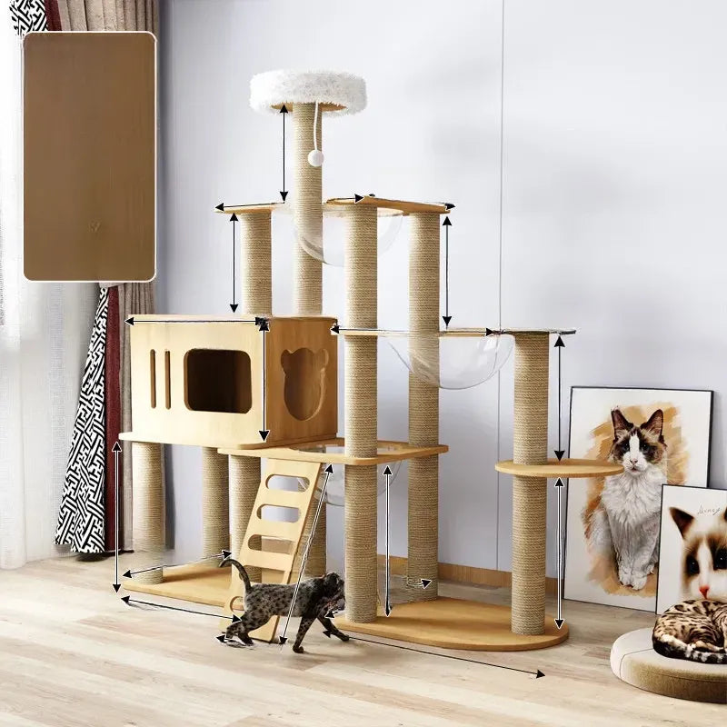 Cat Tree with Enclosed Cat House and Scratching Posts