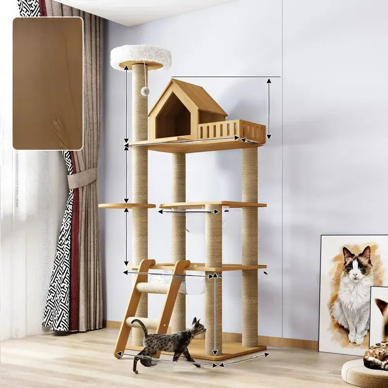 Cat Tree with Enclosed Cat House and Scratching Posts