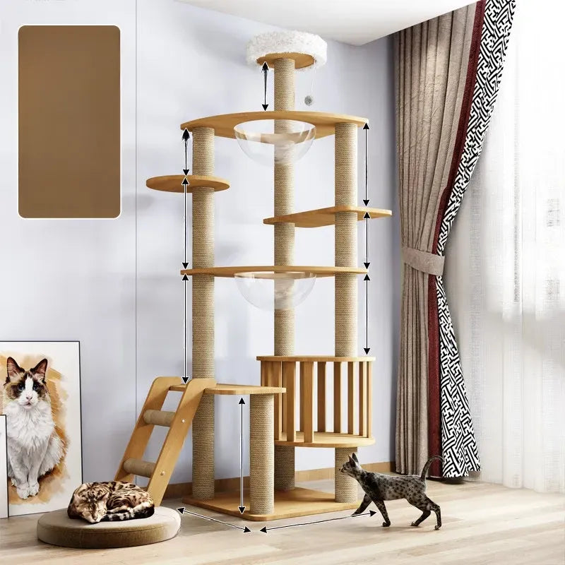 Cat Tree with Enclosed Cat House and Scratching Posts