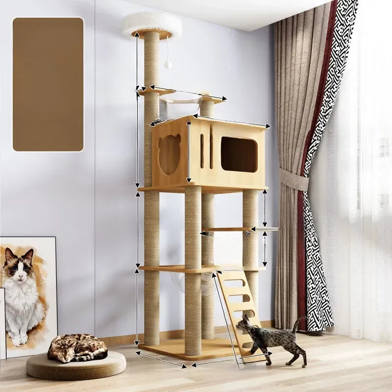 Cat Tree with Enclosed Cat House and Scratching Posts