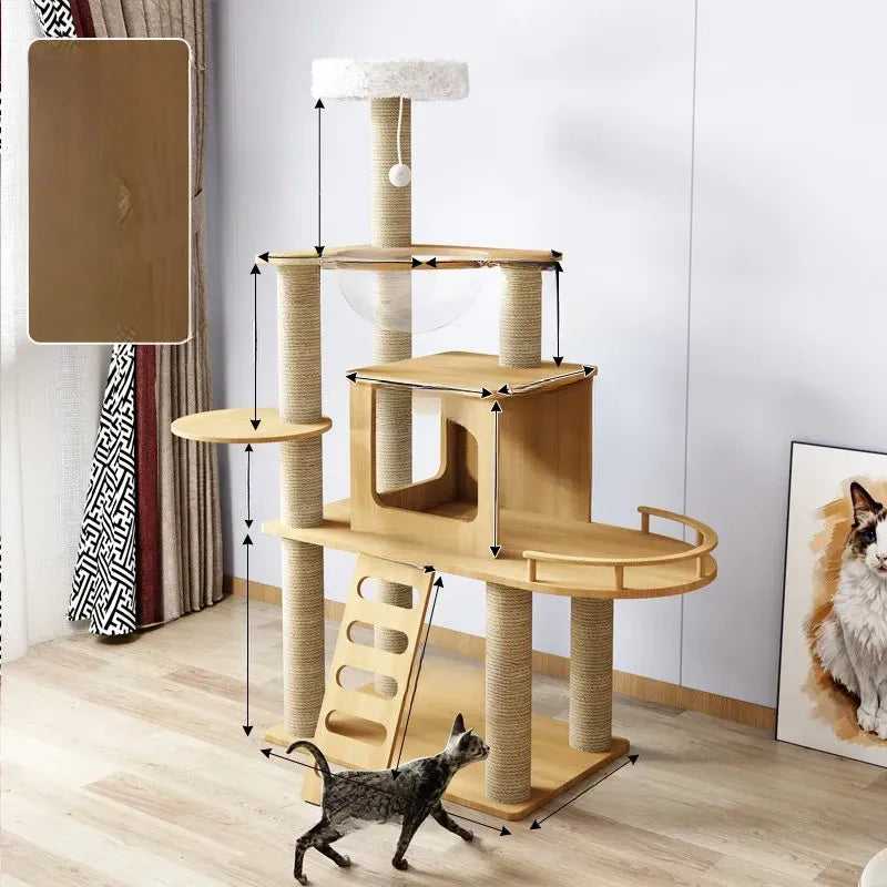 Cat Tree with Enclosed Cat House and Scratching Posts