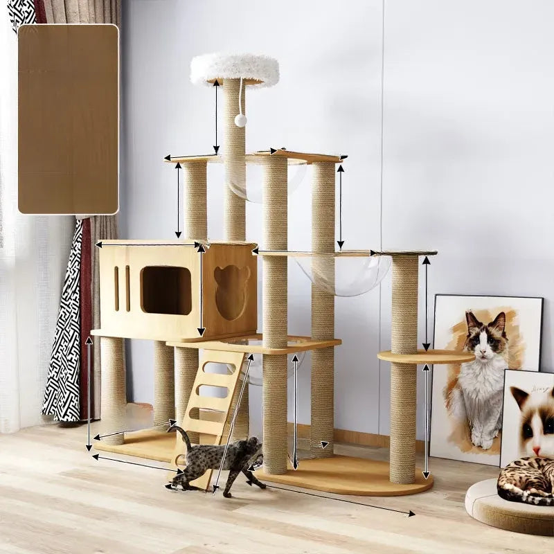 Cat Tree with Enclosed Cat House and Scratching Posts
