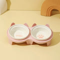 Elevated Pet Bowl Stand with Double Ceramic Bowls