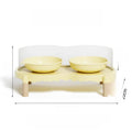 Double Pet Bowl Stand with Paw-Print Bowls