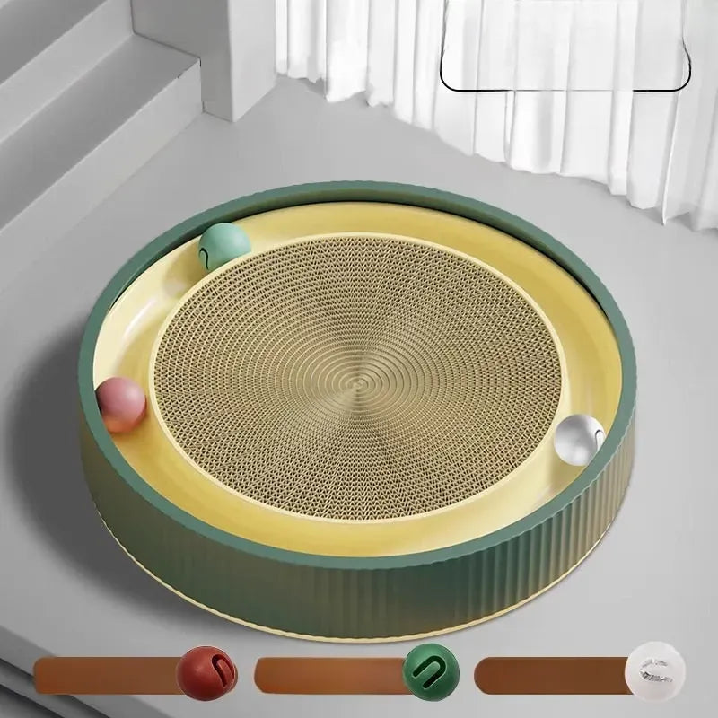 Extra-Large Round Cat Scratcher Lounge with Toy Ball