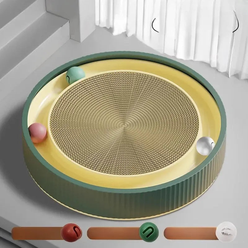 Extra-Large Round Cat Scratcher Lounge with Toy Ball
