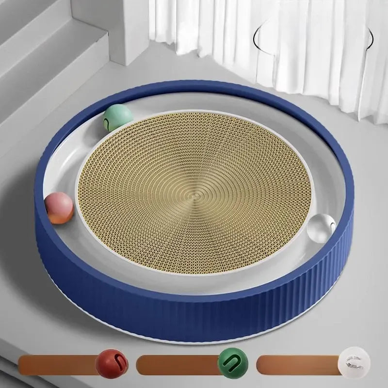 Extra-Large Round Cat Scratcher Lounge with Toy Ball