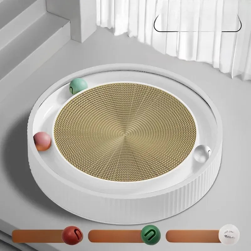 Extra-Large Round Cat Scratcher Lounge with Toy Ball