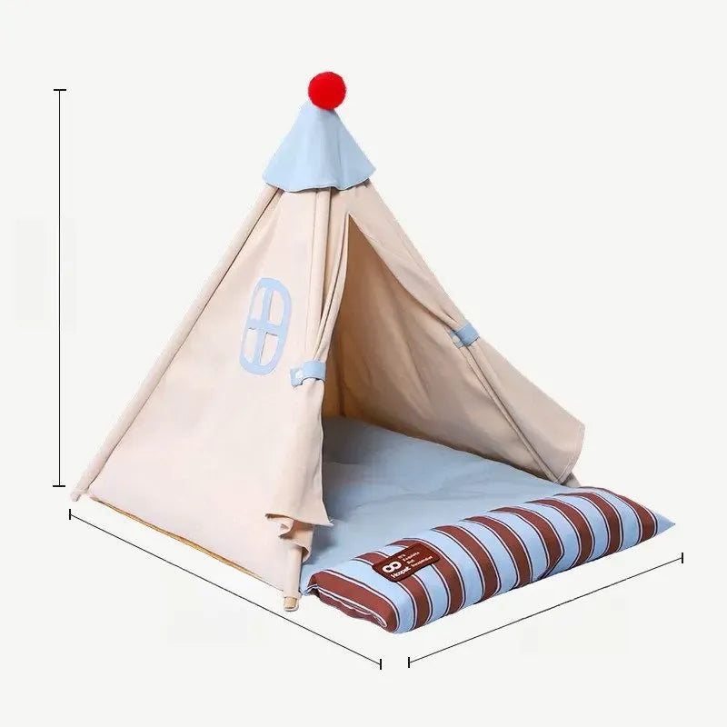 Semi-Enclosed Tent Bed for Small Dogs and Cats
