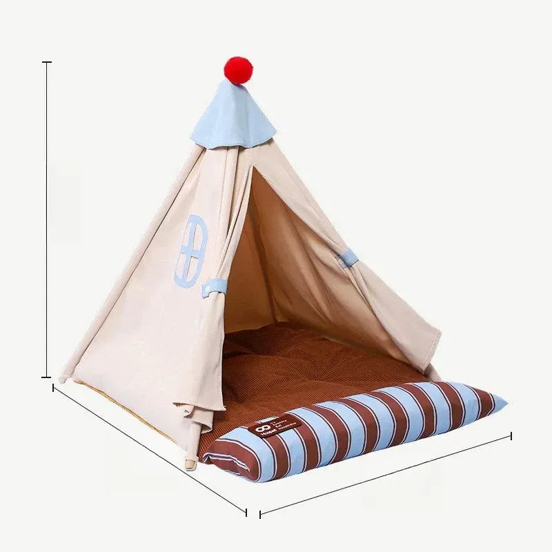 Semi-Enclosed Tent Bed for Small Dogs and Cats