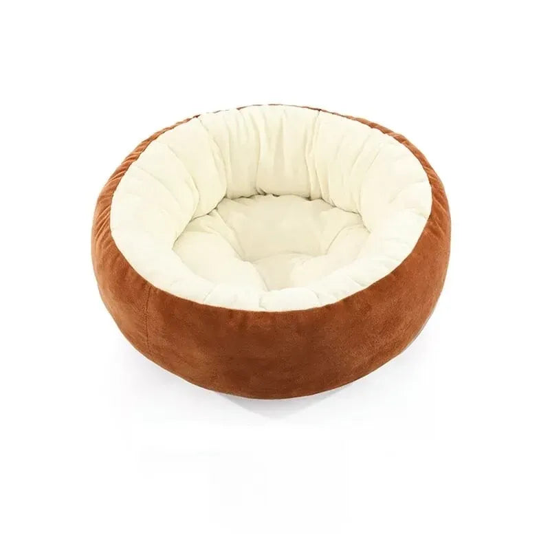 Round Plush Pet Bed for Cats and Small Dogs