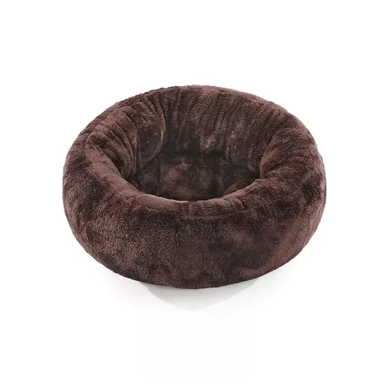 Round Plush Pet Bed for Cats and Small Dogs