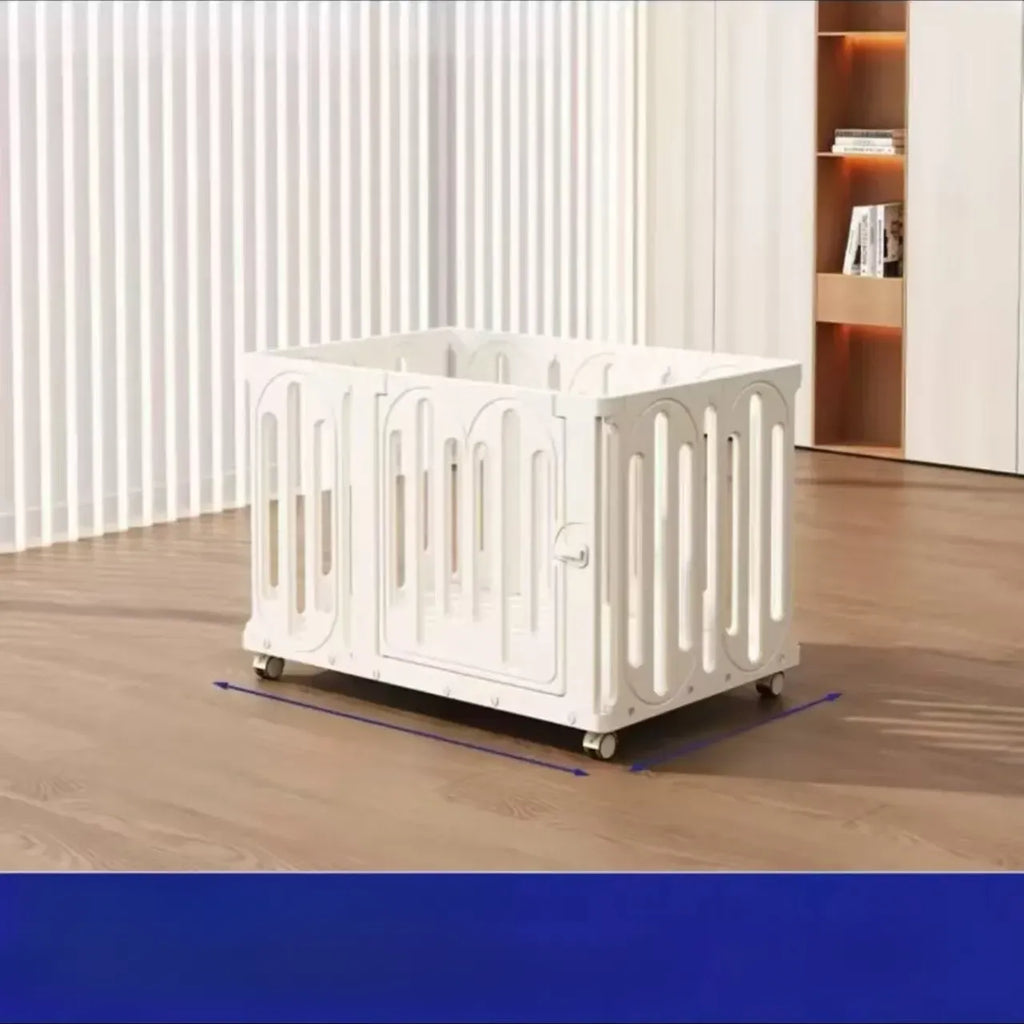 Mobile Indoor Dog Playpen with Door and Swivel Casters