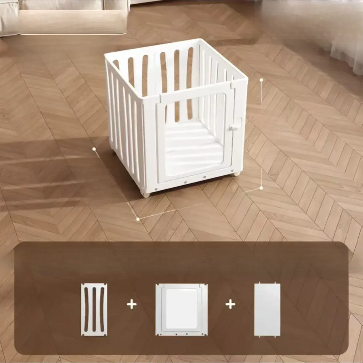 Mobile Indoor Dog Playpen with Door and Swivel Casters