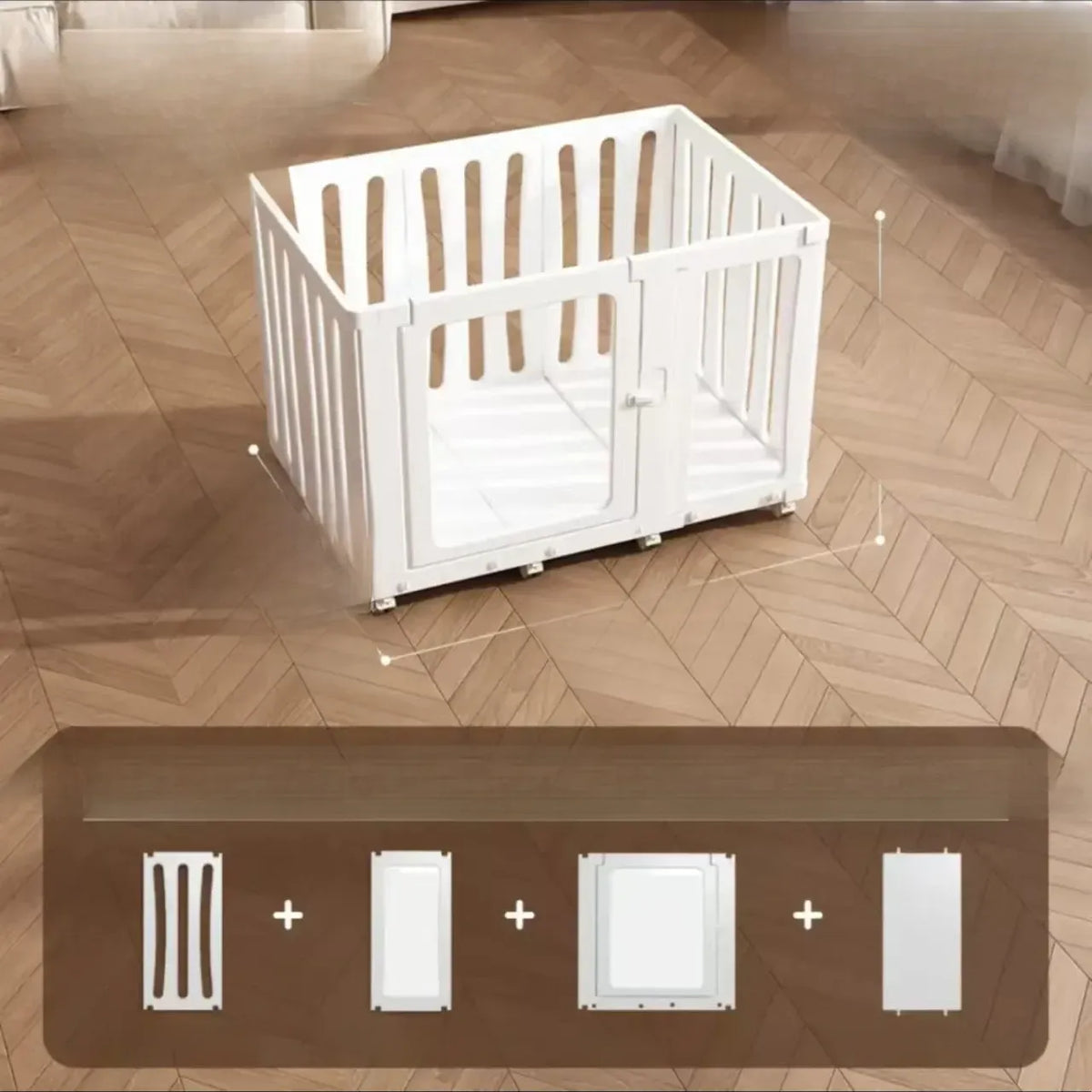 Mobile Indoor Dog Playpen with Door and Swivel Casters