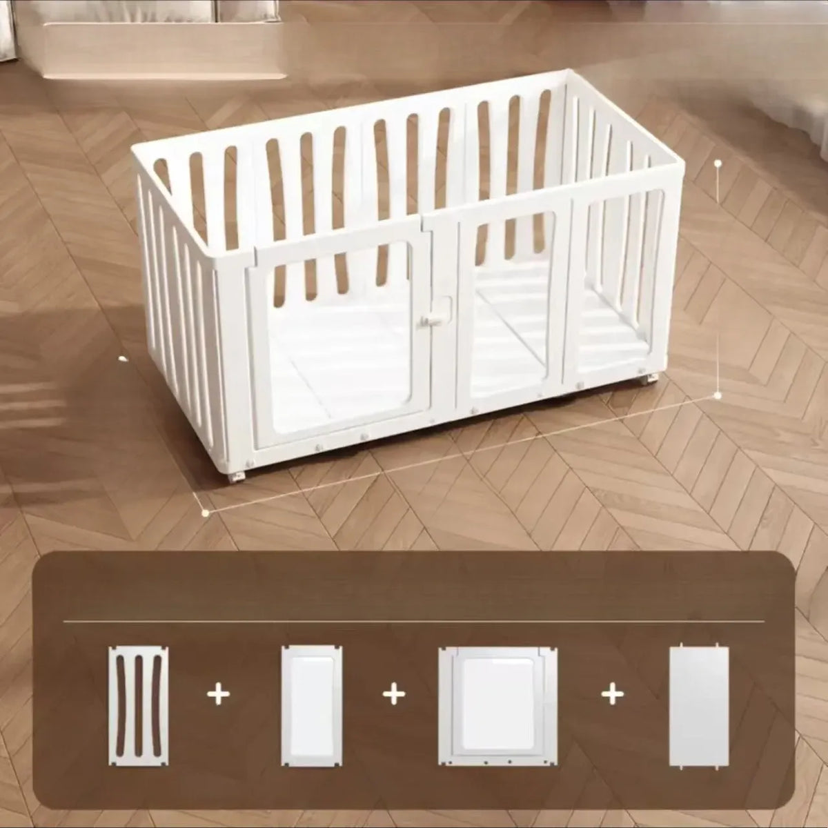 Mobile Indoor Dog Playpen with Door and Swivel Casters
