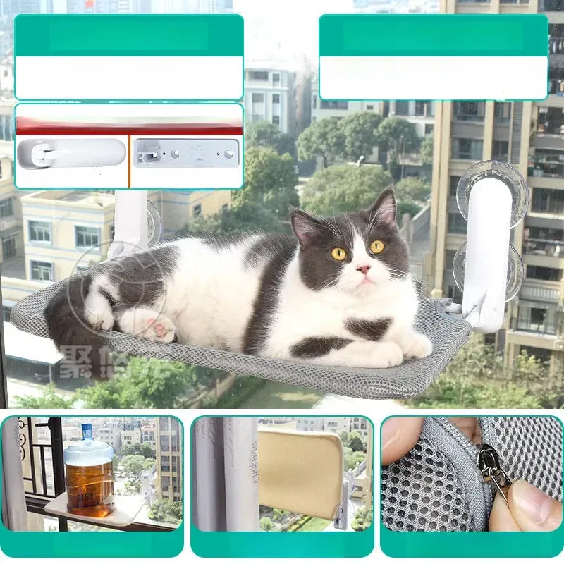 Window-Mounted Cat Hammock with Suction Cups