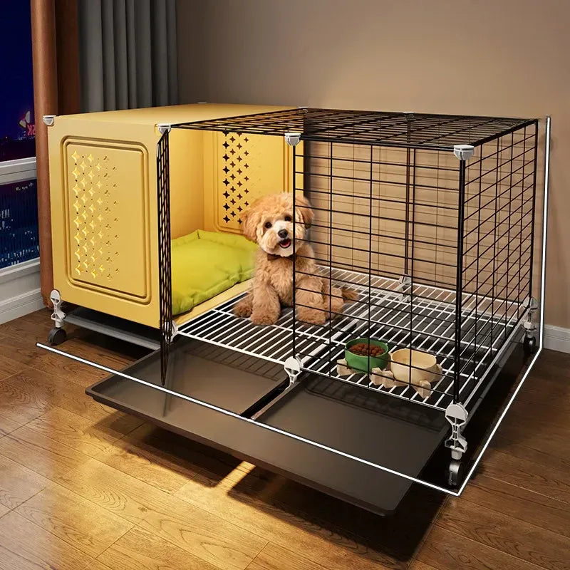 Elevated Indoor Dog Kennel with Separate Toilet Areas for Small Dogs
