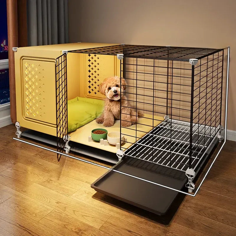 Elevated Indoor Dog Kennel with Separate Toilet Areas for Small Dogs