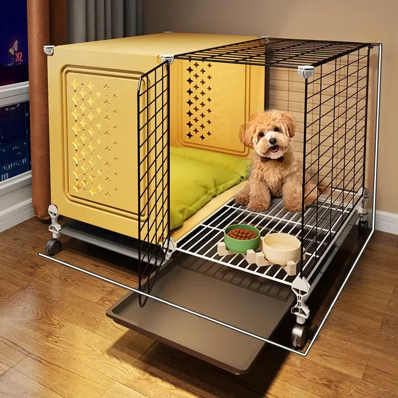 Elevated Indoor Dog Kennel with Separate Toilet Areas for Small Dogs
