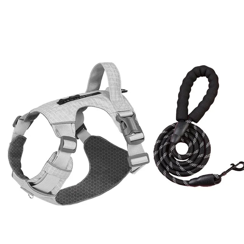 Adjustable Nylon Vest-Style Dog Harness and Leash Set