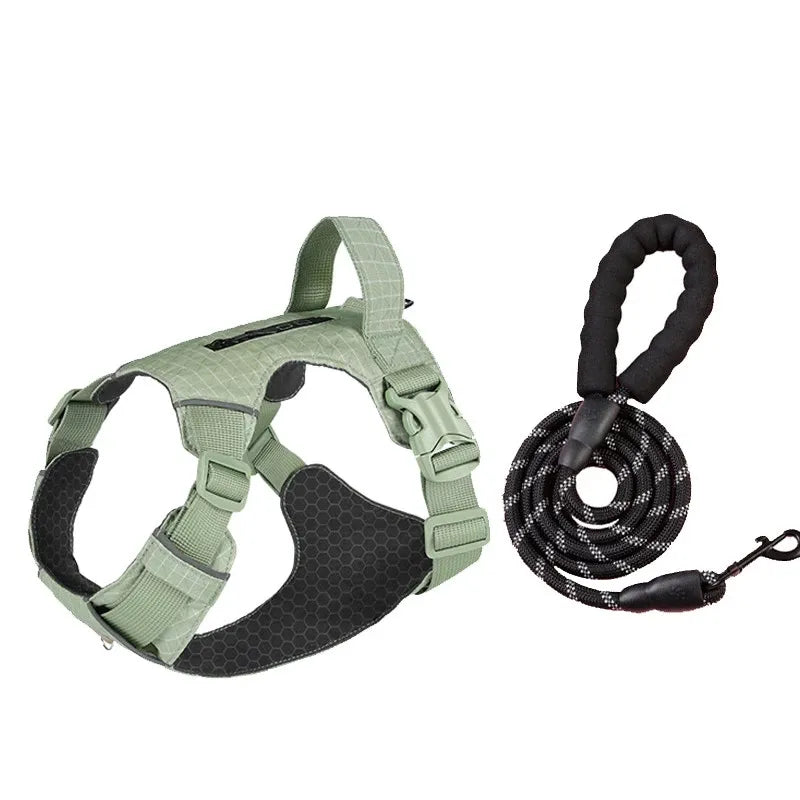Adjustable Nylon Vest-Style Dog Harness and Leash Set