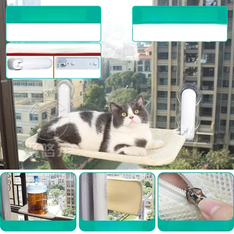 Window-Mounted Cat Hammock with Suction Cups