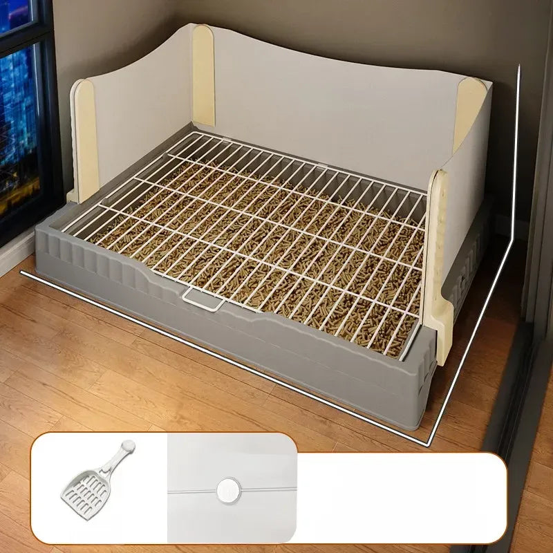 Plastic Dog Potty Tray with Splash Guard and Handle