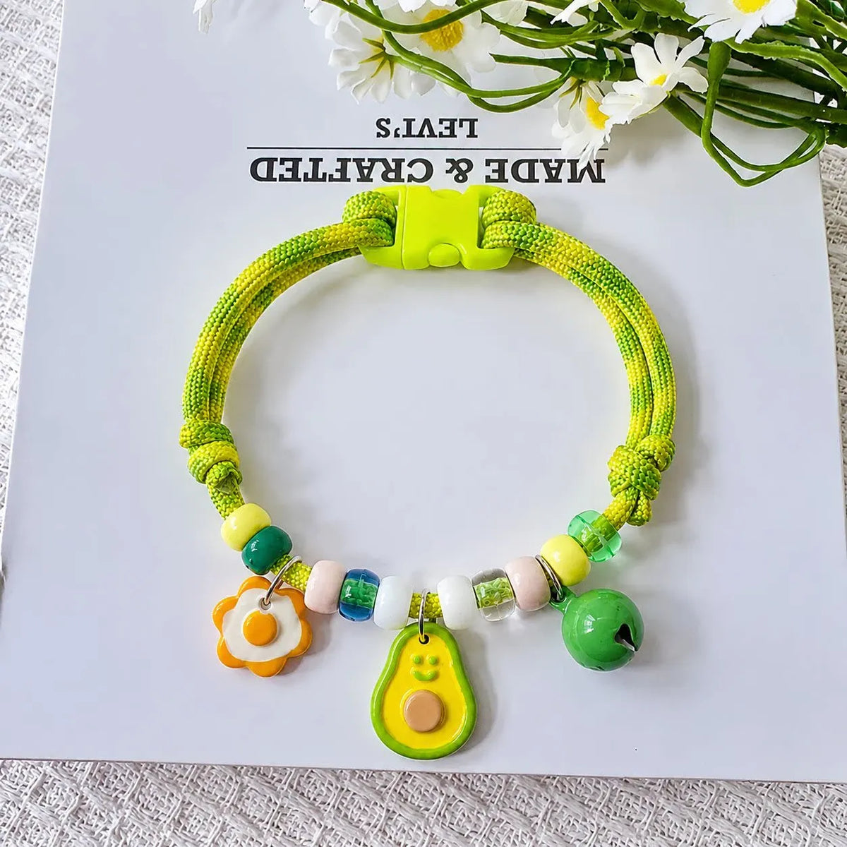 Adjustable Dog & Cat Collar with Bell and Wood Accent