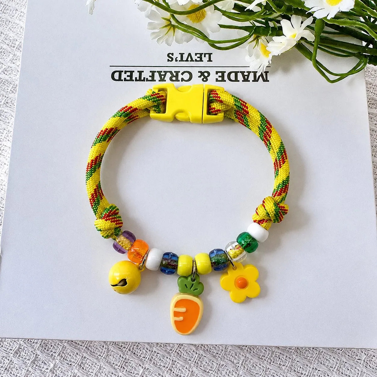 Adjustable Dog & Cat Collar with Bell and Wood Accent