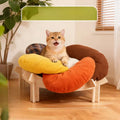 Flower-Shaped Pet Bed with Wooden Stand for Cats & Small Dogs